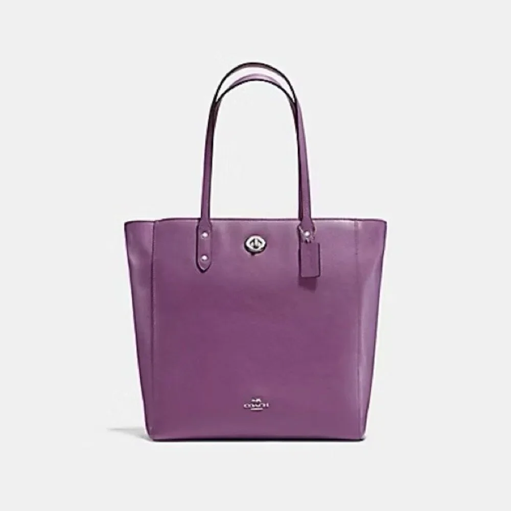 Nwt Coach Town Leather Purple Tote Bag Purse